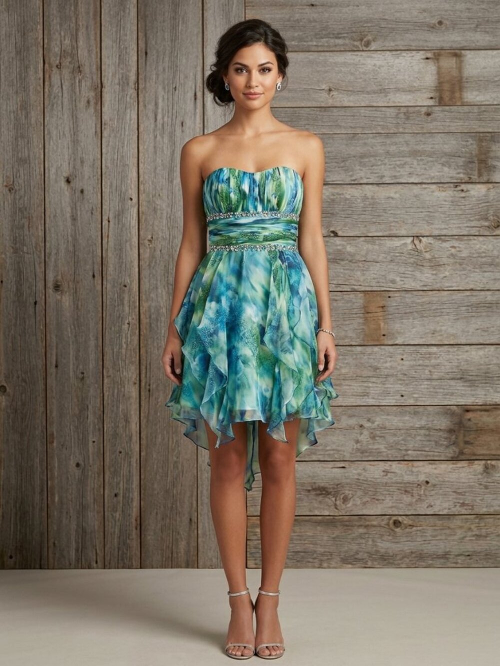 Le Chateau NWT Size XS Teal/Green/Blue Strapless Dress